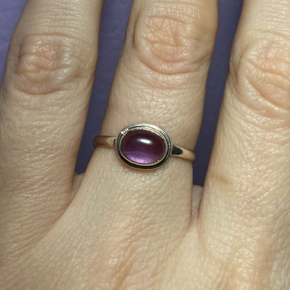 AMETHYST CABOCHON IN 925 STERLING SILVER RING - Picture 4 of 13